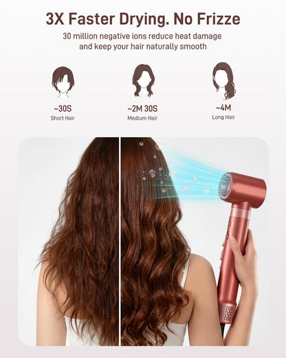 HITTIONA Hot Air Styler & Hair Dryer Brush Kit, 1500W No Heat Damage Frizz-Free Hair Styler for Curl, Wavy, Volumizer, Straighten, Fast Drying, Negative Ionic Blow Dryer Brush with Travel Bag