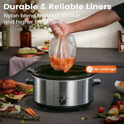 Slow Cooker Liners, Hotensil 13"x 21" 10 Count Cooking Bags Large Size Disposable Pot Liners, Fit 3QT to 8.5QT for Slow Cooker Cooking Trays, Multi-Purpose Durable Liners Plastic Bags, BPA Free