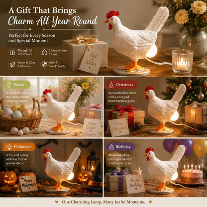 Chicken Shaped Lamp White Hen Night Light Animal Decor Farmhouse Home Gift