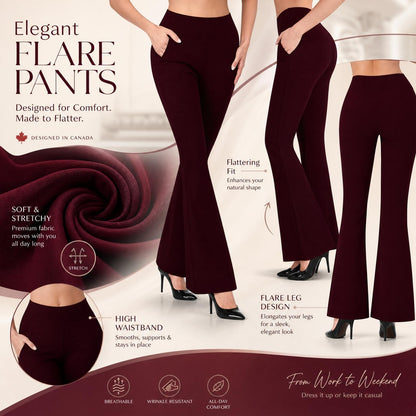 Dress Pants for Women Plus Size Business Casual Plus Size Women Dress Pants Women Business Casual Flare Pants High Waisted Work Slacks Slim Fit Stretch Trousers with Side Pockets Wine,L