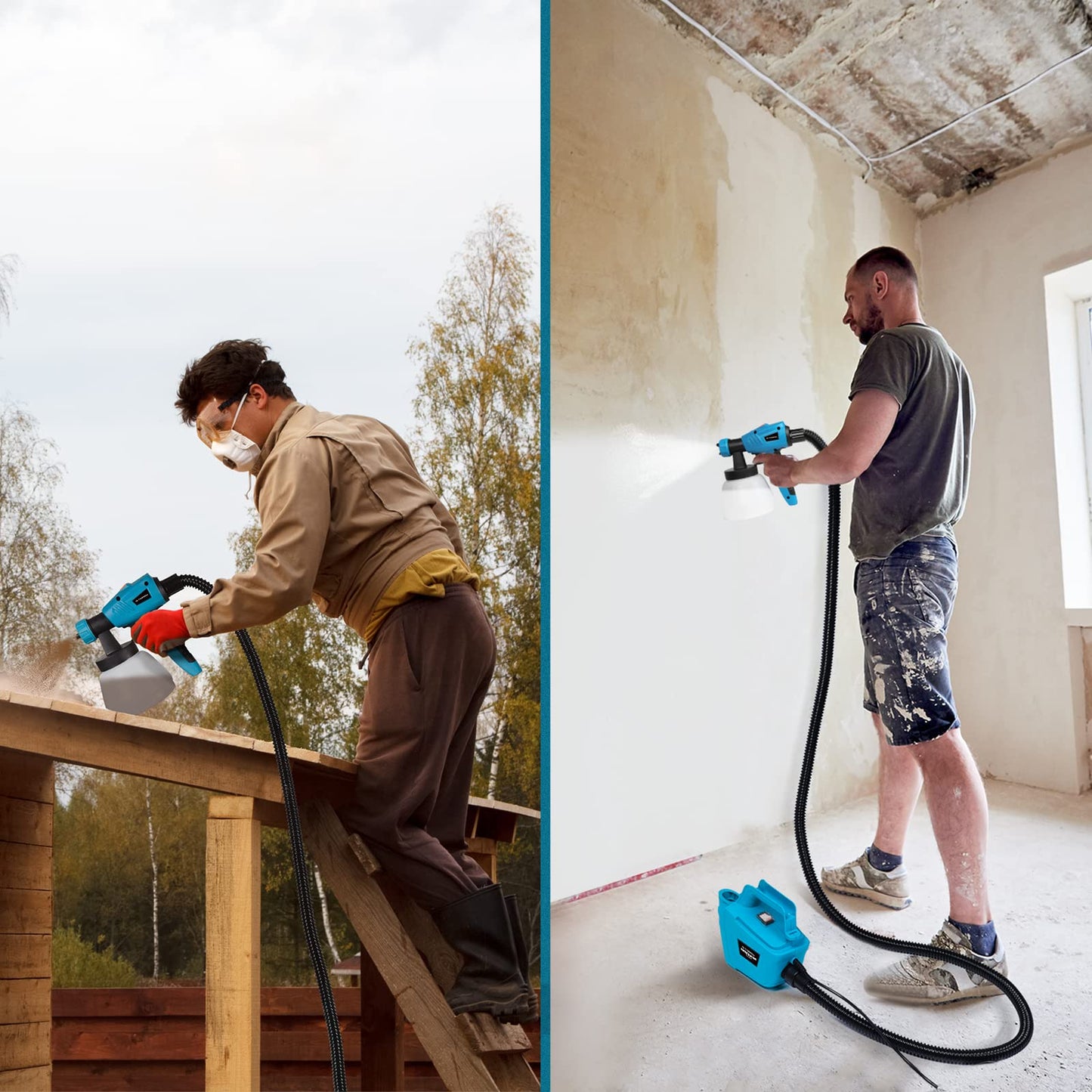 Tilswall Paint Sprayer 800W, 1300ml High Volume Electric Paint Gun with 3 Nozzles & 3 Patterns, 120Din/S Max Viscosity Paint Spray Gun, 3m Cord & 2.5m Hose Wide Using Range, Easy Cleaning