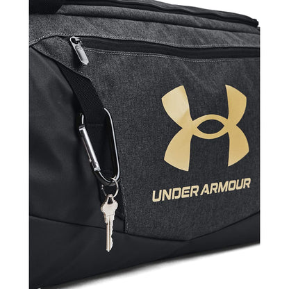 Under Armour Unisex-Adult Undeniable 5.0 Duffle, Black Medium Heather (002)/Metallic Gold, Medium (58L), Undeniable 5.0 Duffle