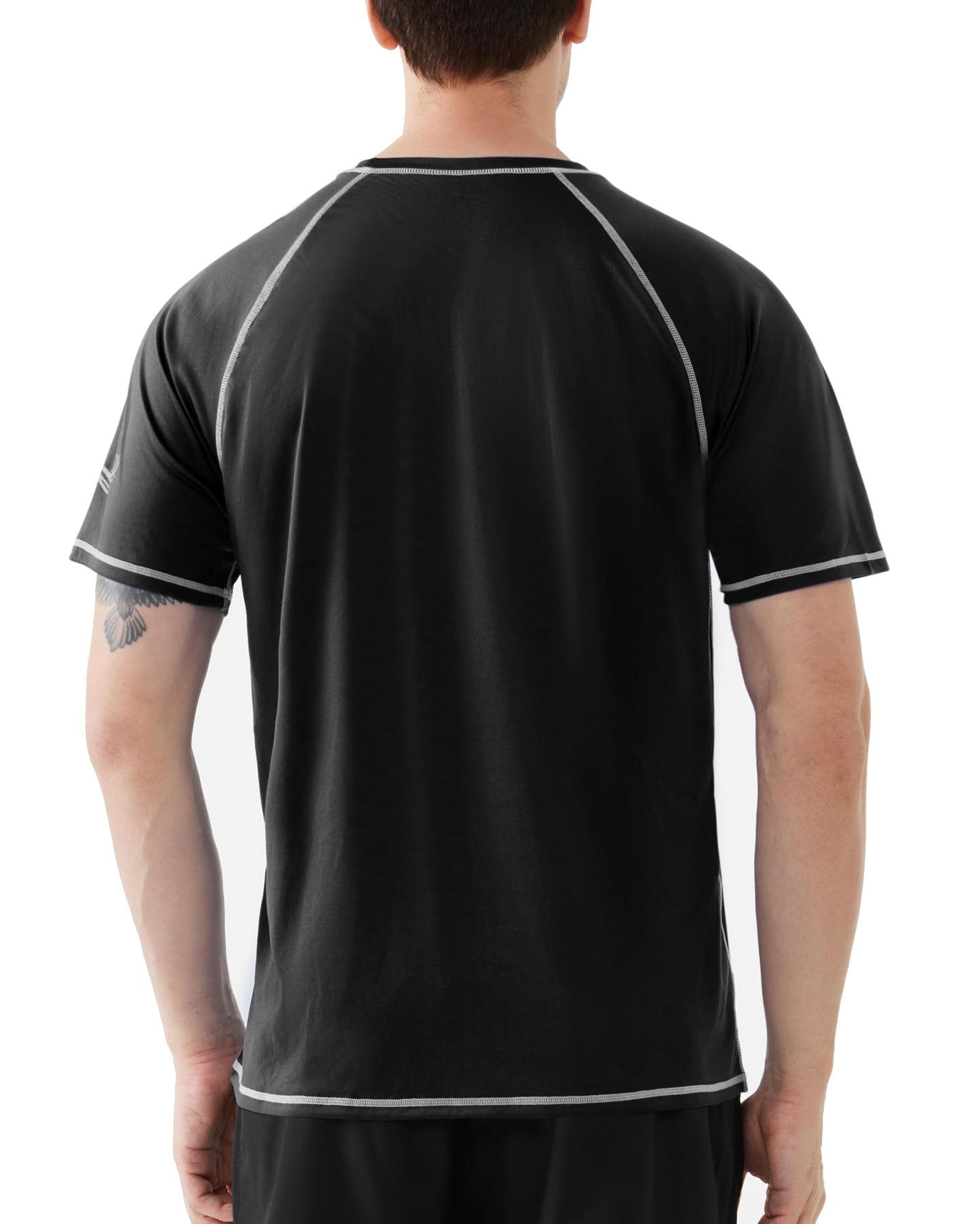 Roadbox Mens UPF 50+ Swim Shirt, Short Sleeve UV Sun Protection Rash Guard, Quick Dry Water T-Shirt Surf Running Workout Tee