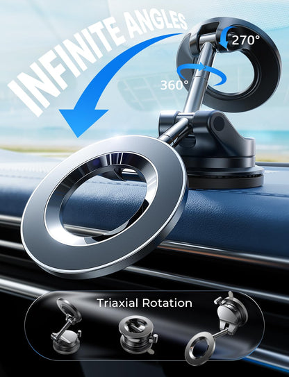 LISEN Car Phone Holder for Magsafe Car Mount [89 LBS Suction] Vacuum Magnetic Phone Holder Car for Mom MagLock Adjustable Suction Dashboard Mount in-Dash Mounting for iPhone 17 Pro Max 16 15 14 13