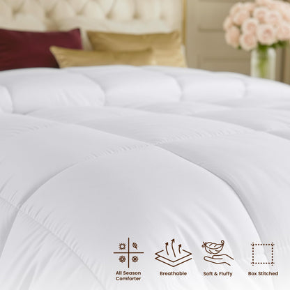 Utopia Bedding Comforters Full Size, All Season Duvet Insert, Down Alternative Box Stitched Bed Comforter with Corner Tabs, Machine Washable (White)
