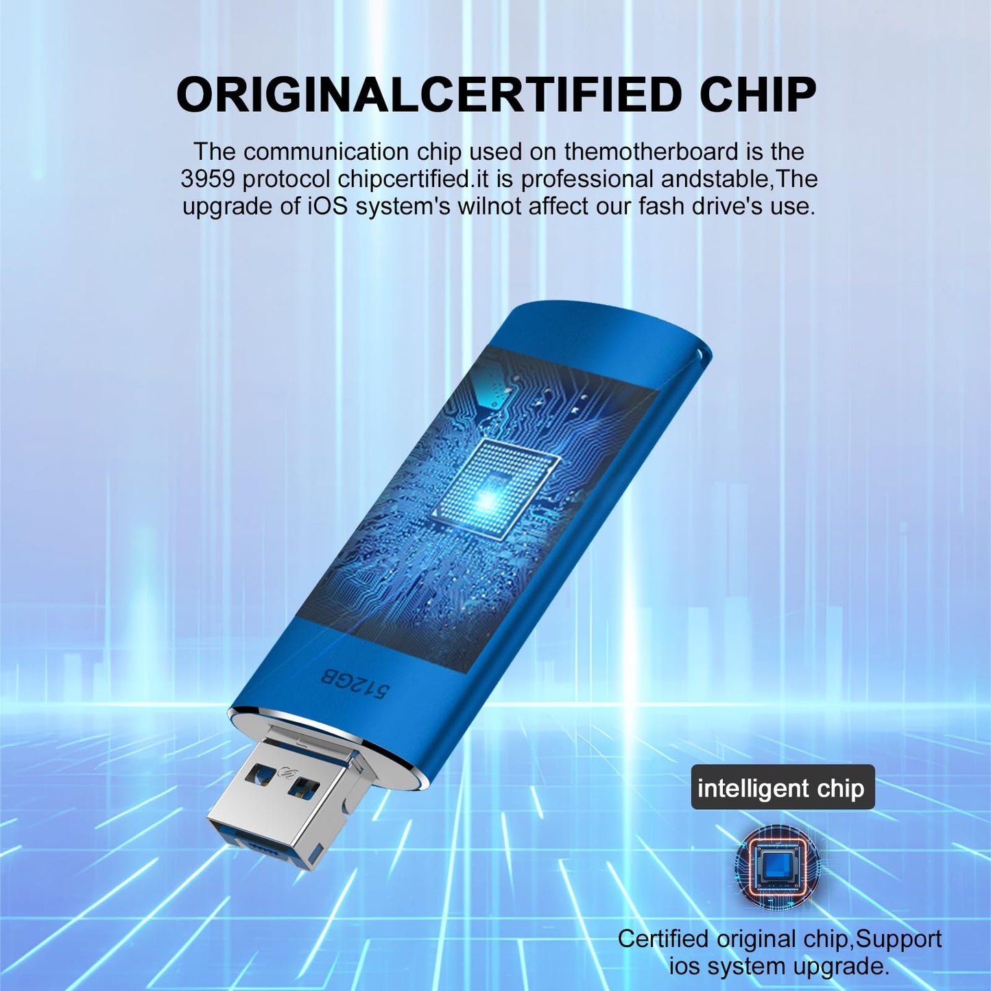 512GB Flash Drive, 3-in-1 USB Flash Drive Thumb Drive Photo Stick, USB Memory Stick for Photos Videos, Smart for iPhone, High Speed Jump Drive Compatible for iPhone/iPad/Android/PC