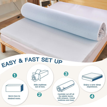 Airensky 2 Inch Memory Foam Mattress Topper, Cooling Gel Infused High Density Full (45"x75") Topper with Removable Skin-Friendly Cover, Bed Topper for Pressure Relief Back Pain, CertiPUR-US Certified