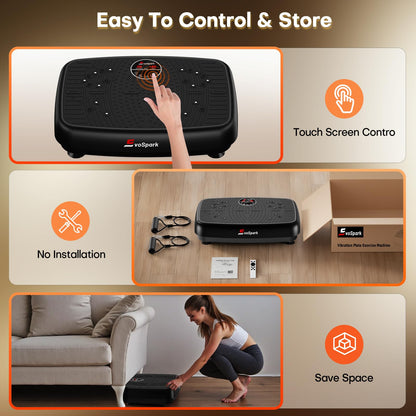 Vibration Plate Exercise Machine, 2026 Upgraded Double Motors Vibration Plate for Lymphatic Drainage, EvoSpark Whole Body Vibration Plates for Weight Loss,450 Lbs Capacity Vibrate Fitness Platform
