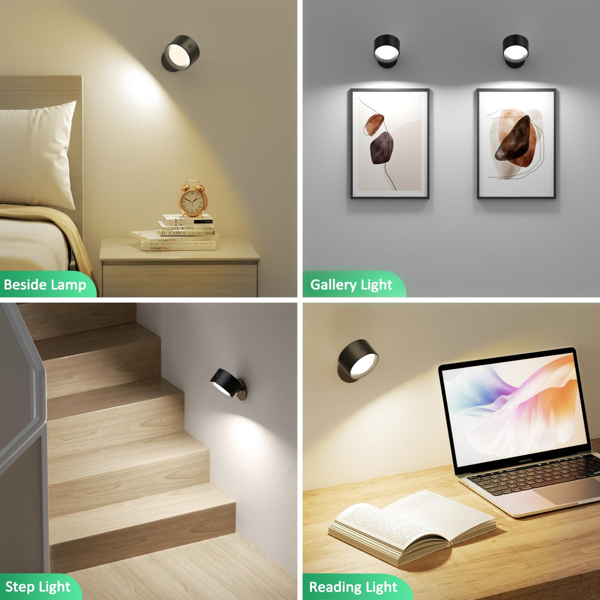 Racokky LED Wall Mounted Lights with Remote, Rechargeable Wall Sconces