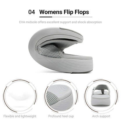 DREAM PAIRS Women's Arch Support Flip Flops Comfortable Thong Sandals for Walking Beach Summer,Size 9,Grey,BREEZE-2
