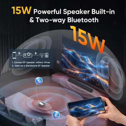 TMY Smart Projector 4K【Bundled with Google TV 14.0】 Mini Projectors Compatible with Netflix, Portable Projecteur with Electric Focus & Keystone, Home Projecteur WiFi6 & Bluetooth for Indoor & Outdoor