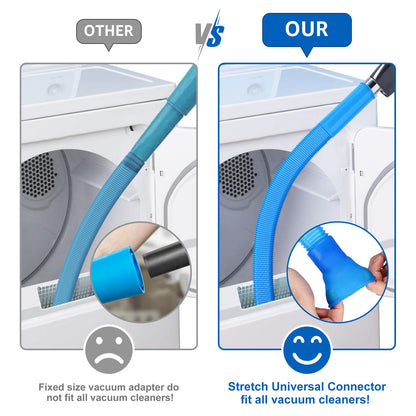 Sealegend 1 Piece Dryer Vent Cleaning Kit, Dryer Vent Cleaner Dryer Lint Vacuum Attachment with Stretch Connector Compatible with All Vacuum Cleaner Vacuum Hose Lint Remover, Blue 31.5 Inch