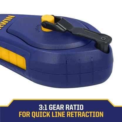 Irwin Tools IRWIN STRAIT-LINE COMPACT Chalk Reel, with Blue Chalk, 100 ft. (IWHT48440BC)