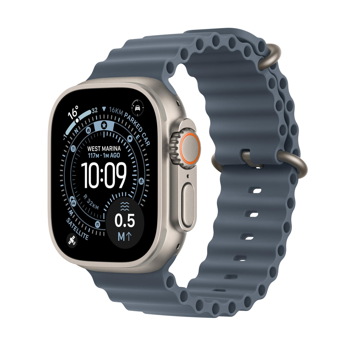 Apple Watch Ultra 3 GPS + Cellular 49mm Natural Titanium Case with Anchor Blue Ocean Band