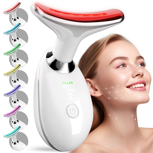 Red Light Therapy Device for Face and Neck Facial Massager, 7 Color Skin Lifting & Firming Face Massager tool, Face Sculpting Tool for Skin Care with Vibration