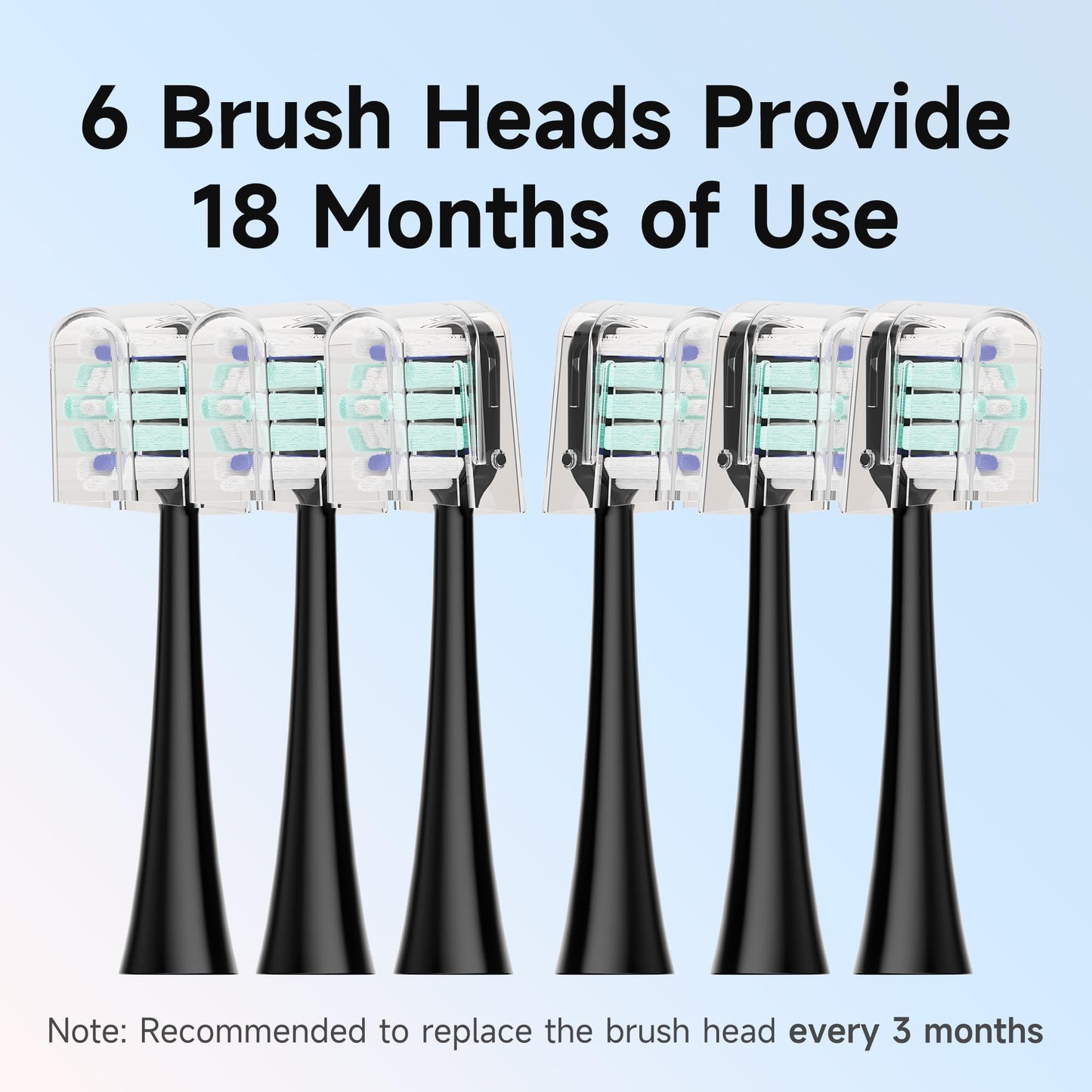 PERECT Sonic Electric Toothbrush for Adults, Rechargeable Electric Toothbrush with 6 Soft Bristle Brush Heads & Travel Case, 5 Modes 3 Intensities, 30 Days Battery, Waterproof Toothbrush（Black）