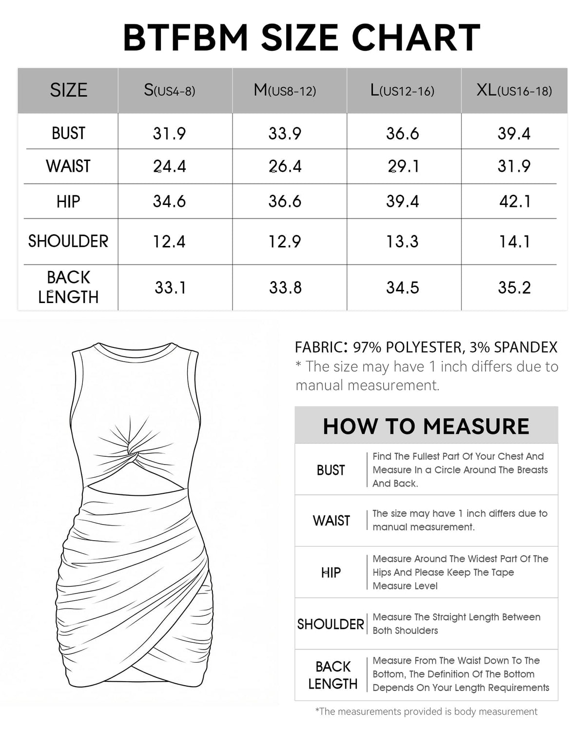 BTFBM Dresses Women Sleeveless Crew Neck Bodycon Cutout Mini Dress,YeG,M