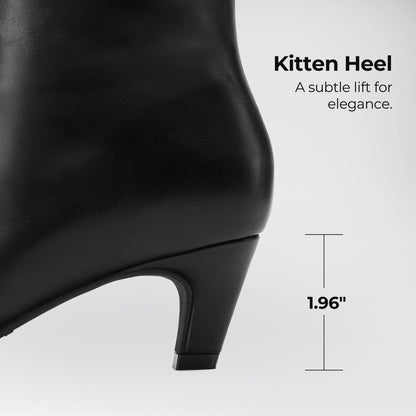 DREAM PAIRS Women Knee High Kitten Heel Boots,Black,8