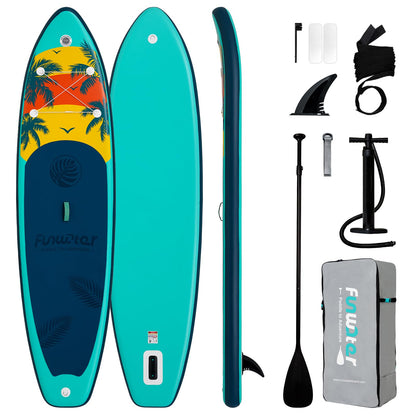 FunWater Inflatable Paddle Board 10'6"/11' Stand Up Paddle Boards with Premium Accessories, SUP Paddleboard for Adults & Youth of All Skill Levels (Emerald Breeze)