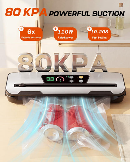 Vacuum Sealer Machine, NEXT-SHINE 80kPa Powerfu Food Sealer with Digital
