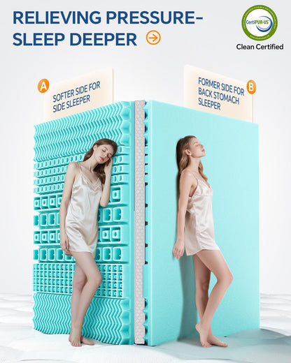 BEDELITE Dual Layer Queen Size Memory Foam Mattress Topper