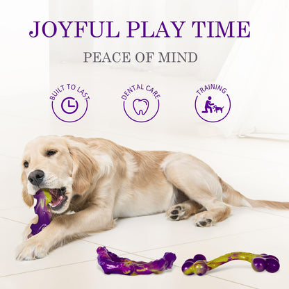 Frienhund Dog Toys for Aggresseive Chewers: Tough Dog Toy for Large Dogs, 3-Pack Indestructible Dog Toys to Keep Them Busy, Dog Chew Toy for Large Breeds, Safe and Non-Toxic Dog Toys, Purple