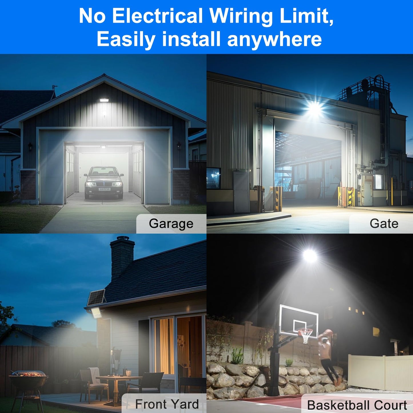 Solar Lights Outdoor Solar Flood Lights - 20000 Lumens LED Flood Lights 20000mah IP65 Waterproof Solar Lights | Outside Security Lighting for Yard Stadium Garden (no Motion Sensor)