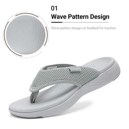 DREAM PAIRS Women's Arch Support Flip Flops Comfortable Thong Sandals for Walking Beach Summer,Size 9,Grey,BREEZE-2
