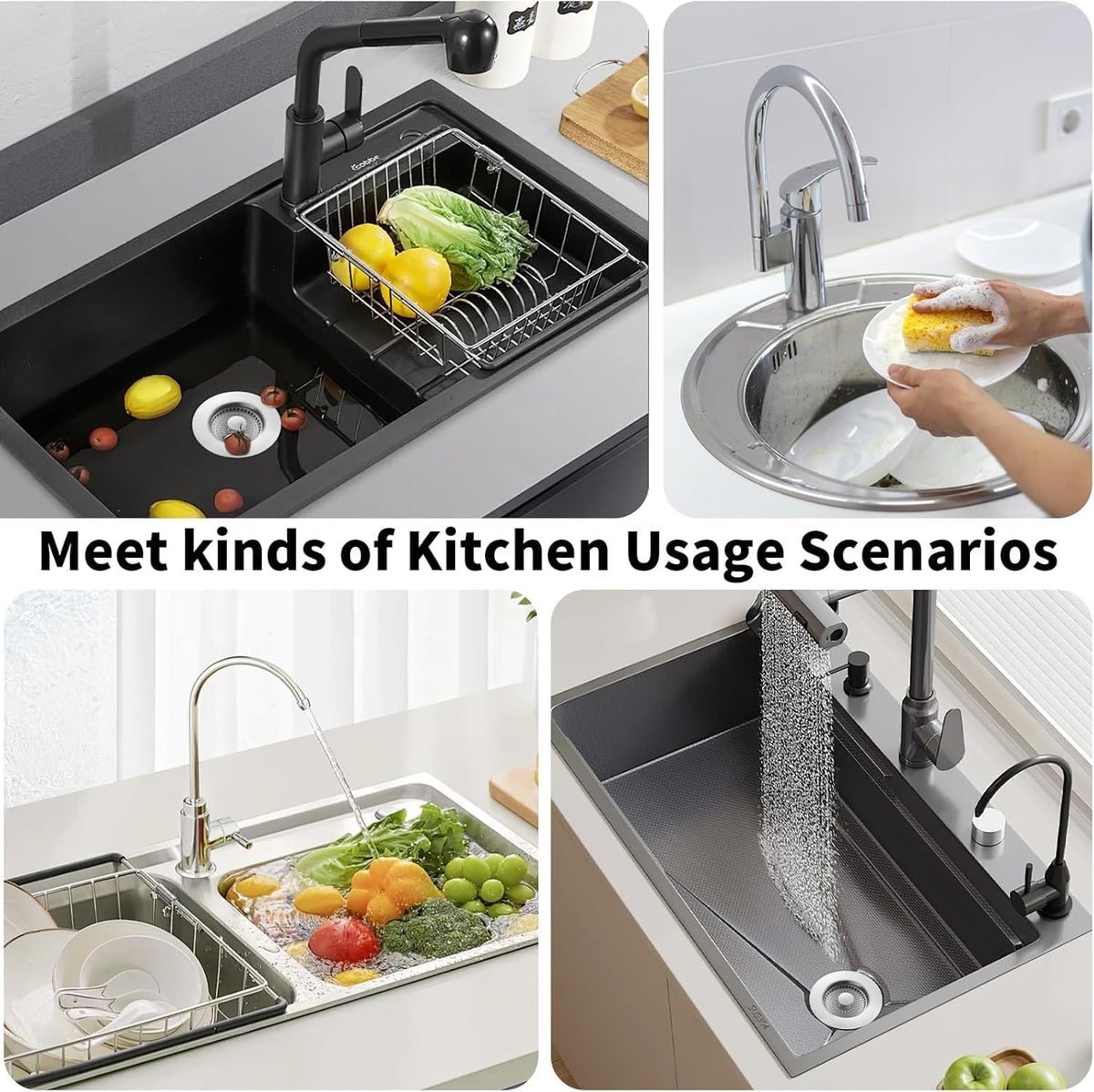 3-in-1 Stainless Steel Kitchen Sink Strainer Stopper – Upgraded Drain Filter Plug with Anti-Clog Food Basket & Quick Drain Odor Blocker for Standard 3.5 Inch Sinks, Silver