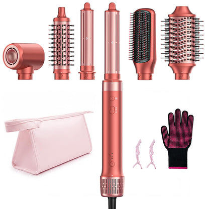 HITTIONA Hot Air Styler & Hair Dryer Brush Kit, 1500W No Heat Damage Frizz-Free Hair Styler for Curl, Wavy, Volumizer, Straighten, Fast Drying, Negative Ionic Blow Dryer Brush with Travel Bag