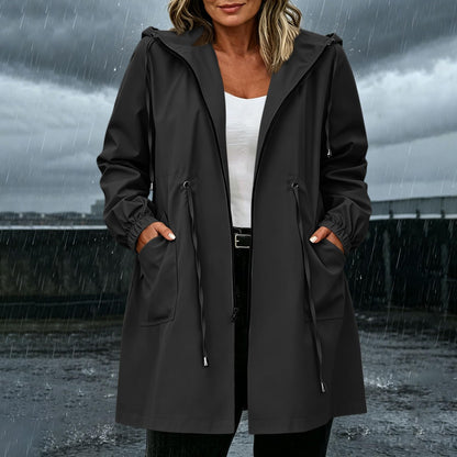 Rain Jacket Women Waterproof Hooded Lightweight Outwear Zip up Raincoats Plus Size Cozy 2026 Trench Coat with Pockets