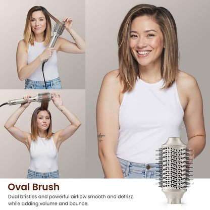 MESCOMB Hot Air Styler & Hair Dryer Brush, High Speed Air Styler for Drying, Volumizing, Curly, Wavy, Straighten, Negative Ionic Multi Styler Without Heat Damage,Platinum Champagne