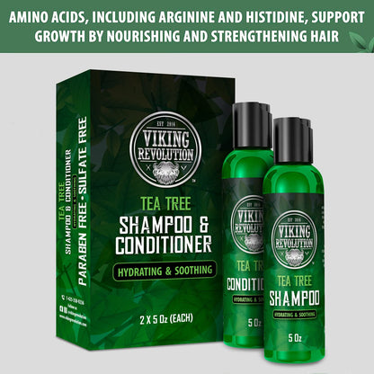 Viking Revolution Tea Tree Shampoo Men + Conditioner 5 fl oz (150ml) - Mens Shampoo W/Tea Tree Oil - Tea Tree Shampoo And Conditioner