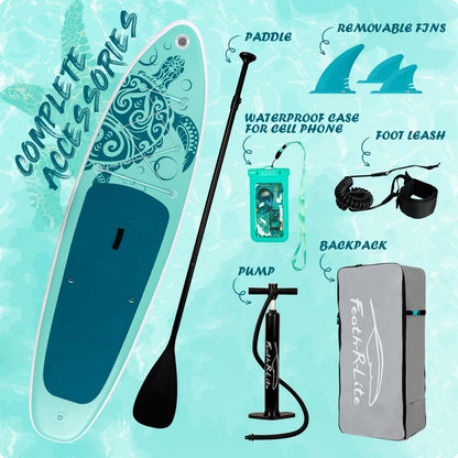 FEATH-R-LITE Inflatable Stand Up Paddle Board with Beginner SUP Accessories
