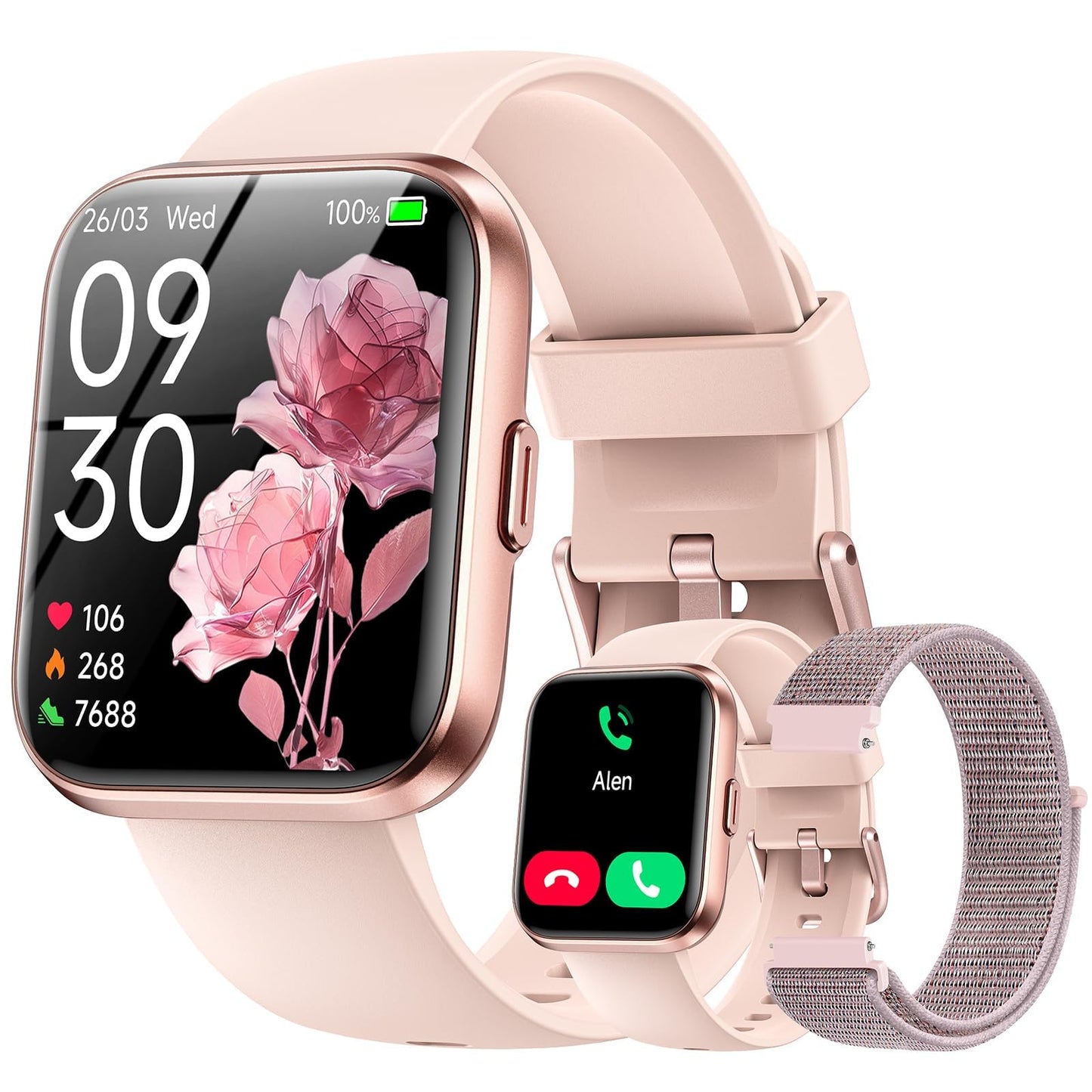 Smart Watch for Women (Android/iPhone), 1.8" UHD Alexa Smart Women Watch with Calls/Messages/Reminders, 3ATM 120+ Sport Modes Fitness Tracker Watch with SpO2/Heart Rate Monitor, Sleep/Activity Tracker