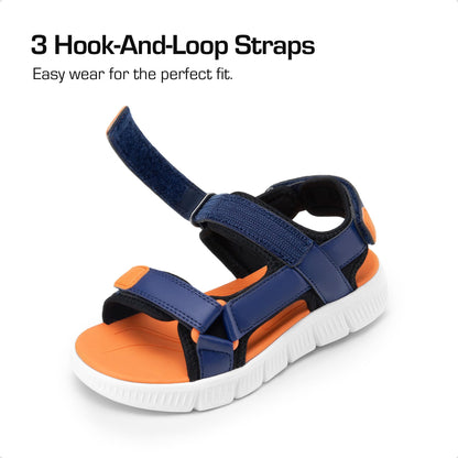 DREAM PAIRS Boys Girls Sandals Kids Toddler Athletic Summer Water Open Toe Shoes for Toddler/Little Kids/Big Kids,Size 1 Little Kid,Navy/Orange,KKUMST2503