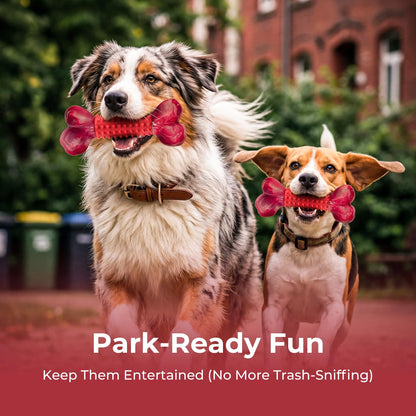 Apasiri Tough Dog Toys for Aggressive Chewers: Beef Flavored Long Lasting Dog Bones for Large Dogs, Indestructible Dog Chew Toys to Keep Them Busy, Large Dog Toys for Medium & Large Breed, Red