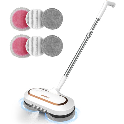 AlfaBot S2 Electric Spin Mop with Water Sprayer for Hardwood & Tile