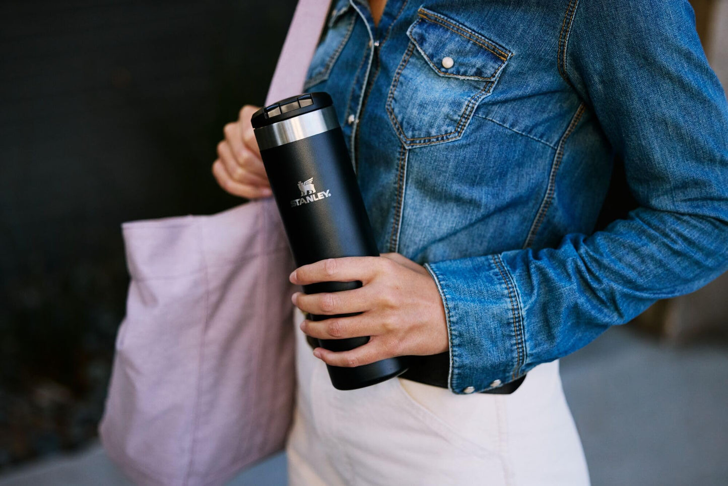 Stanley AeroLight Transit Bottle 20 oz | Locking Drink Through Lid | Leak Resistant Water Bottle or Coffee Travel Mug | Lightweight Insulated Stainless Steel | BPA-Free | Cream Gloss