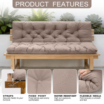 LCYY.TG Outdoor Swing Cushions, 3 Seat Porch Swing Cushion Replacement with Backrest, Swing Cushions for Outdoor Furniture, for Porch Garden,Patio,Backyard Bench Cushion