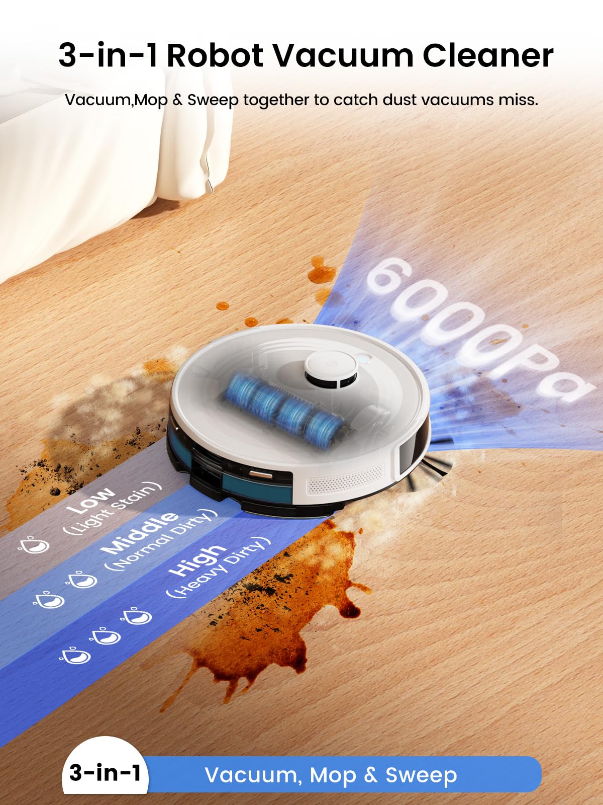 Lefant Robot Vacuum and Mop,Self-Emptying, 40-Day Capacity, Multi-Floor Mapping, 2.4 & 5G Wi-Fi,Schedule Daily Cleaning,Perfect for Hard Floors, Carpets and Pet Hair,Support APP/Alexa/iWatch,M2L Plus