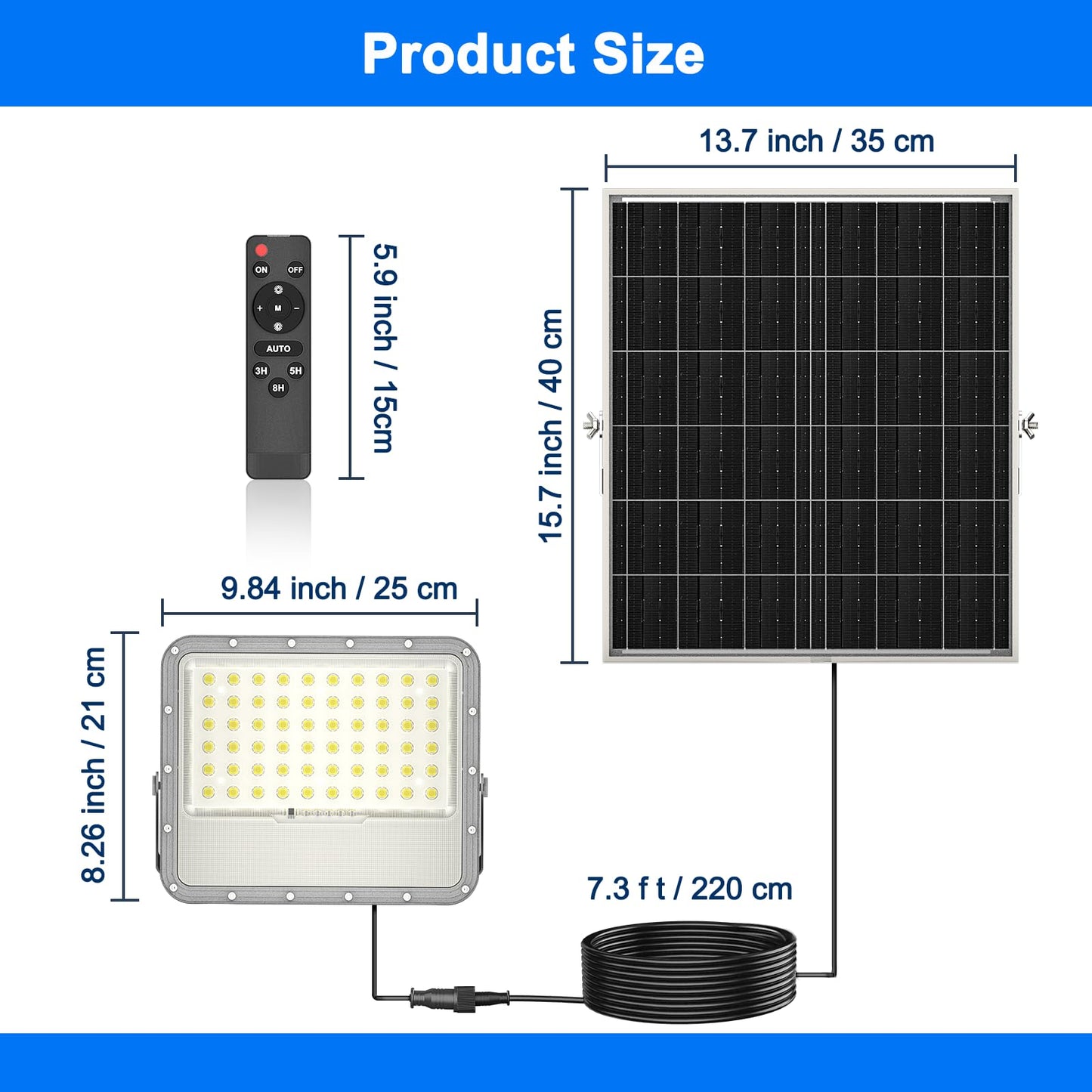 Solar Lights Outdoor Solar Flood Lights - 20000 Lumens LED Flood Lights 20000mah IP65 Waterproof Solar Lights | Outside Security Lighting for Yard Stadium Garden (no Motion Sensor)