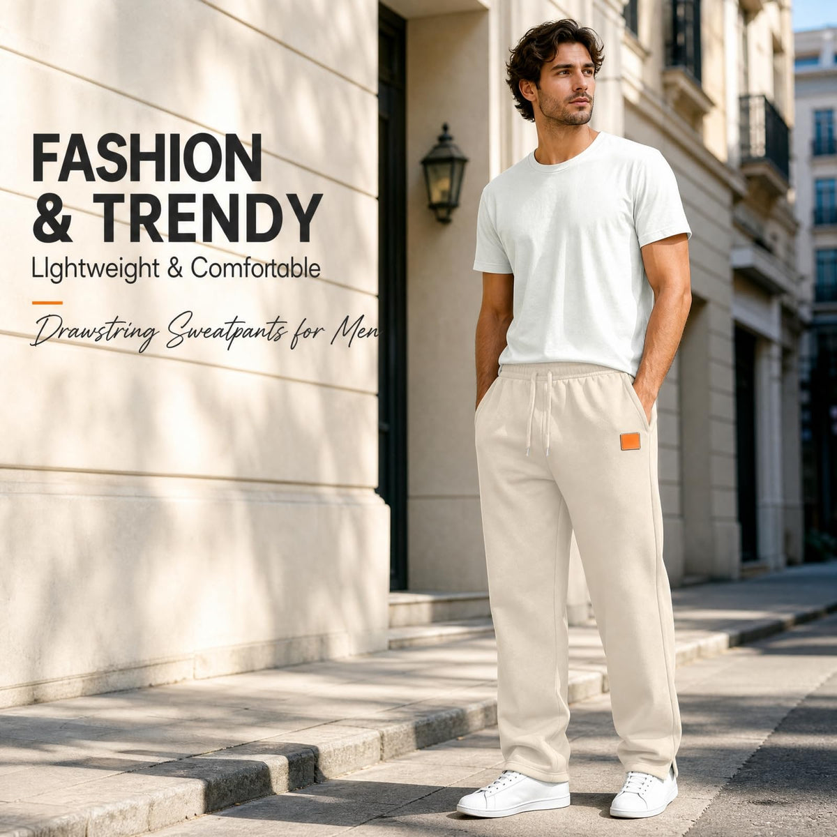 Sweatpants Men Sweatpants for Men Straight Leg Joggers Side Slits Loose Fit Sweat Pants Drawstring Waist Athletic Lounge Bottoms Mens Lounge Pants with Pockets Blue,XL
