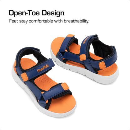 DREAM PAIRS Boys Girls Sandals Kids Toddler Athletic Summer Water Open Toe Shoes for Toddler/Little Kids/Big Kids,Size 1 Little Kid,Navy/Orange,KKUMST2503