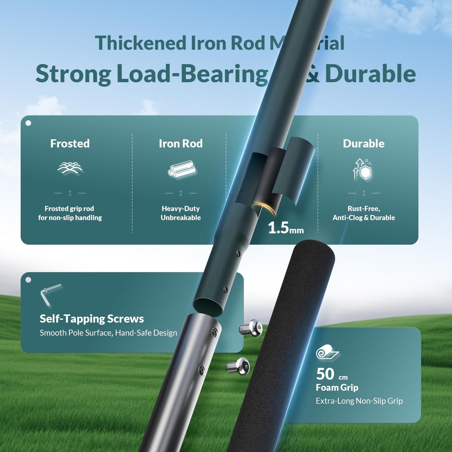 Professional 30" x 10" Lawn Leveling Rake - Upgraded 304 Stainless Steel Yard Lute with 79" Extra-Long Handle & Full-Closed Base Design - Heavy Duty Soil Leveler for Grass, Sand, & Compost