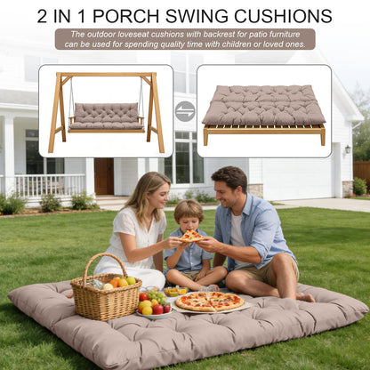 LCYY.TG Outdoor Swing Cushions, 3 Seat Porch Swing Cushion Replacement with Backrest, Swing Cushions for Outdoor Furniture, for Porch Garden,Patio,Backyard Bench Cushion