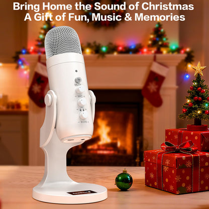 ZealSound Podcast Microphone, Noise Cancellation Mic with Gain, Volume Adjustment & Mute Button, Monitor & Echo, for ASMR, Vocal Recording, YouTube, TikTok, PC, iPhone, iPad, Android, Mac, K66, White