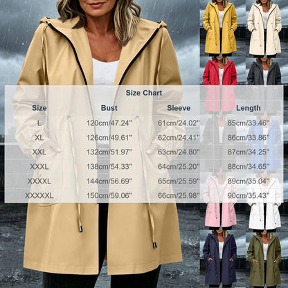Rain Jacket Women Waterproof Hooded Lightweight Outwear Zip up Raincoats Plus Size Cozy 2026 Trench Coat with Pockets