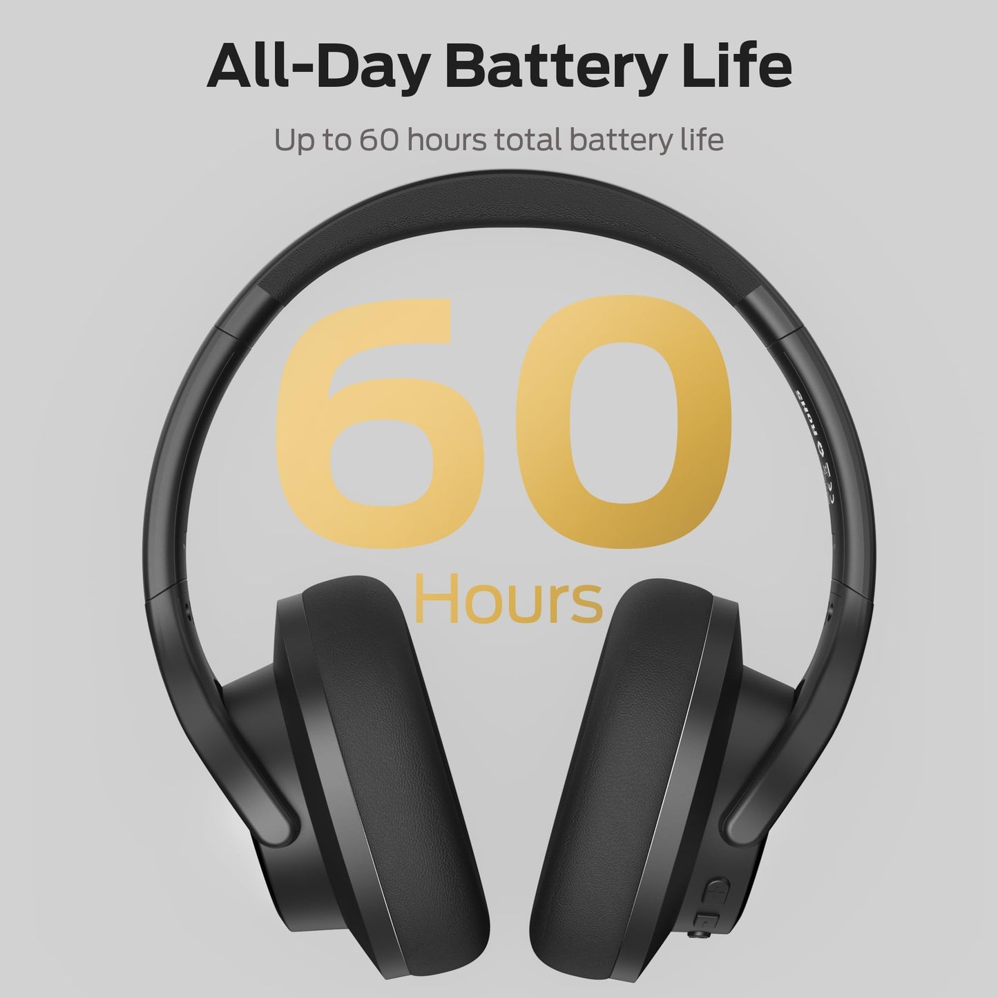 Monster Mission 200 Wireless Headphones Bluetooth 5.4-3 EQ Modes, 60H Playtime, HiFi Stereo Low Latency, Deep Bass, Foldable Lightweight for PC/Mac/Cellphone (Black)