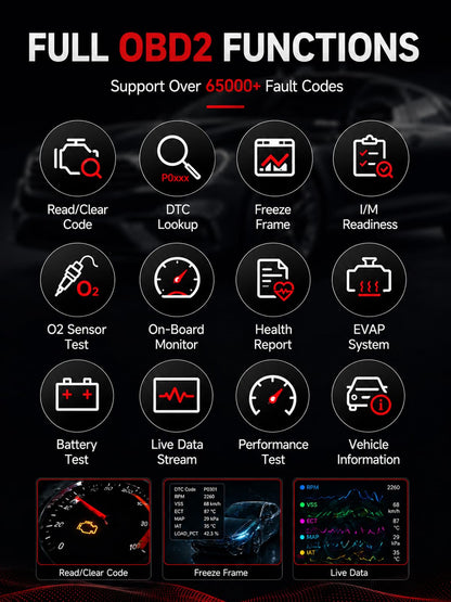 UJS Rocco OBD2 Scanner Bluetooth for iPhone & Android, No Subscription(Red)